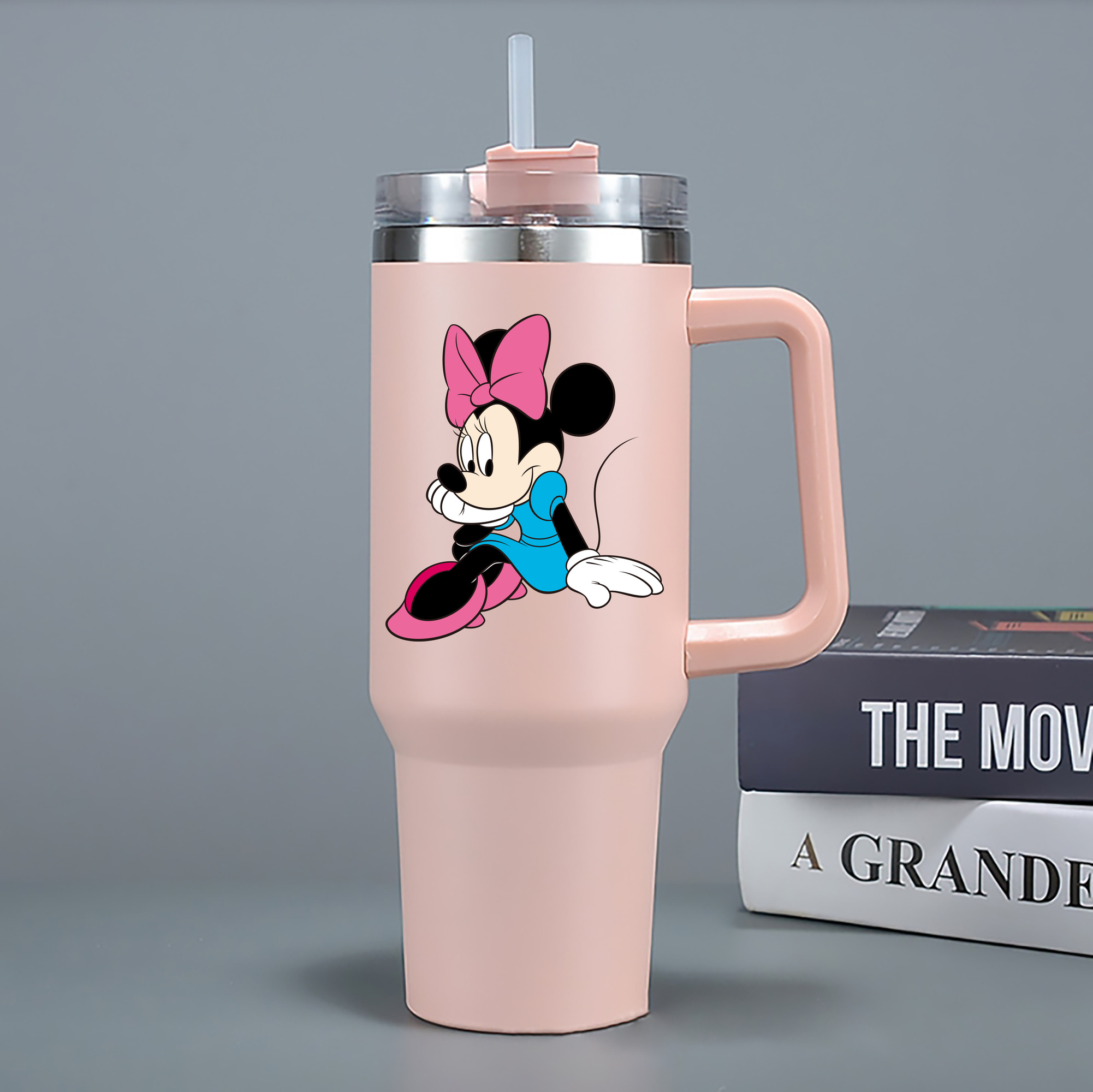 （画像用） ミッキーマウス Mickey Mouse 1200mL車用タンブラー - クリスタルステッカー（プラスチックストロー付き）